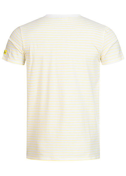 Hailys Herren T-Shirt Streifen Muster gelb weiss