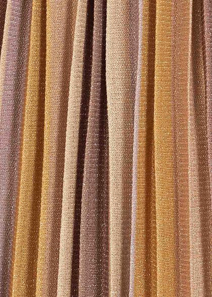 ONLY Damen Lurex Midi Falten Rock Streifen Muster elderberry braun