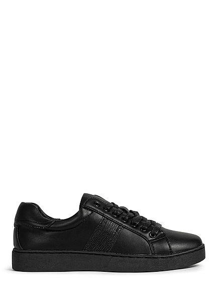 Zabaione Damen Schuh Kunstleder Sneaker Schlangenhaut-Optik schwarz