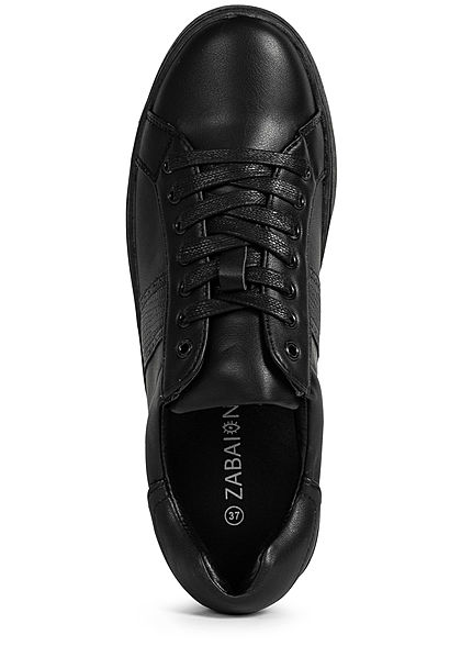Zabaione Damen Schuh Kunstleder Sneaker Schlangenhaut-Optik schwarz
