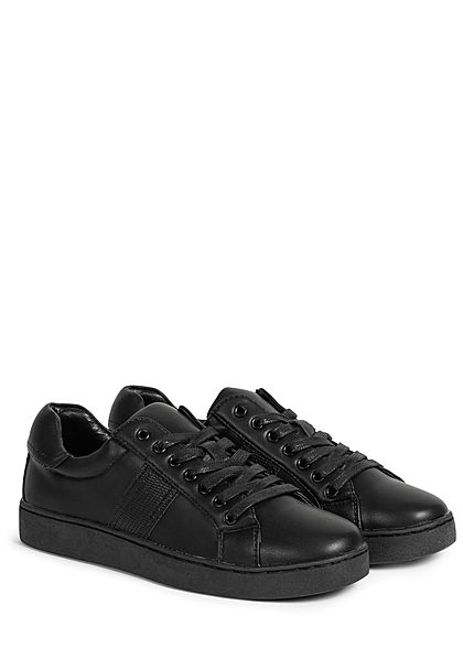 Zabaione Damen Schuh Kunstleder Sneaker Schlangenhaut-Optik schwarz