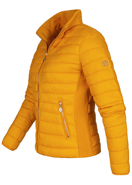 Zabaione Damen Steppjacke mit Stehkragen 2-Pockets mustard gelb