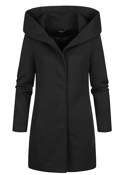 ONLY Dames NOOS Coatigan 2-Pockets Kap zwart - Art.-Nr.: 20073775