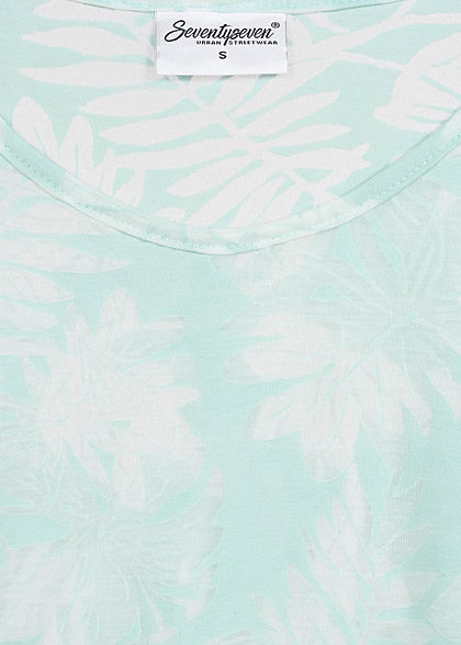 Seventyseven Lifestyle Damen T-Shirt Burnout Tropical Print mint grün
