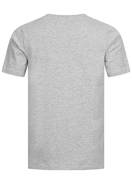 Seventyseven Lifestyle Herren 2-Tone Melange T-Shirt Logo Print Brusttasche grau schwarz