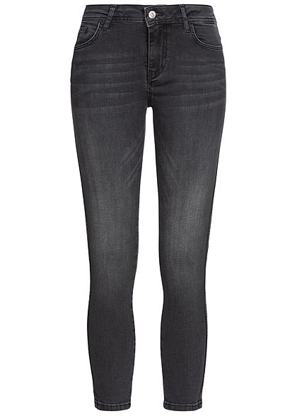 Zabaione Damen Ankle Skinny Jeans Hose 5-Pockets schwarz denim