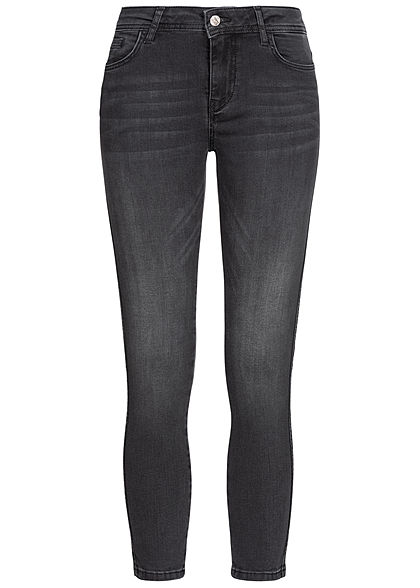 Zabaione Damen Ankle Skinny Jeans Hose 5-Pockets schwarz denim