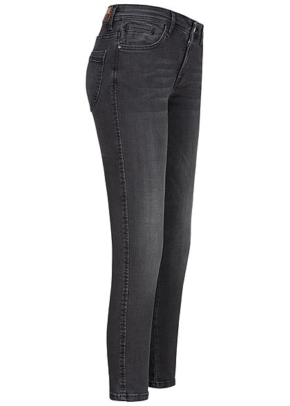 Zabaione Damen Ankle Skinny Jeans Hose 5-Pockets schwarz denim