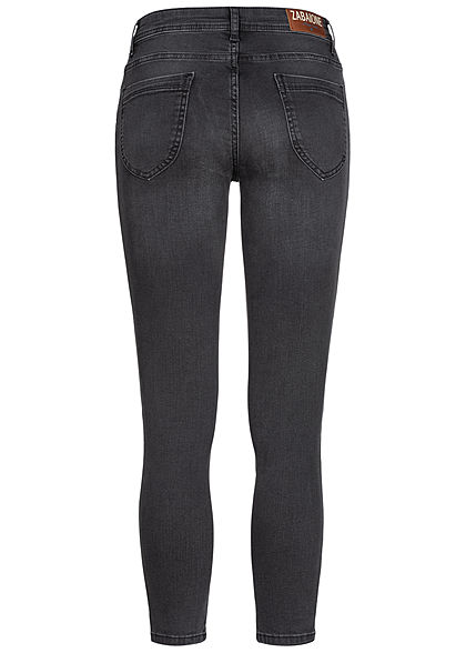 Zabaione Damen Ankle Skinny Jeans Hose 5-Pockets schwarz denim