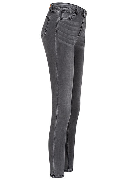 Hailys Dames High-Waist Skinny Jeans Broek 5-Pockets donkergrijs denim