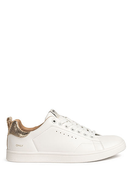 ONLY Dames NOOS 2-Tone PU Sneakers wit goud