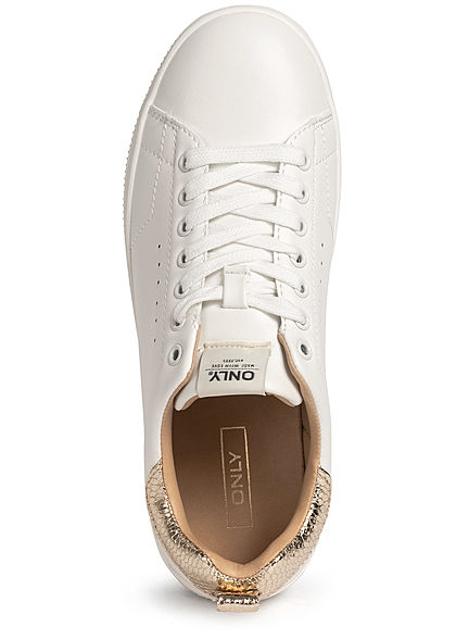 ONLY Dames NOOS 2-Tone PU Sneakers wit goud