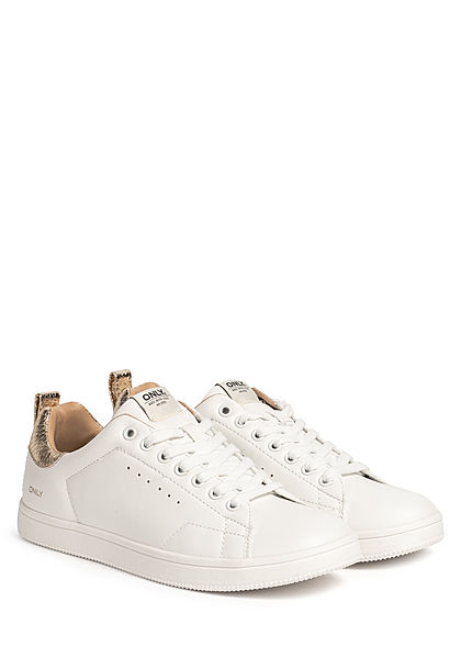 ONLY Dames NOOS 2-Tone PU Sneakers wit goud