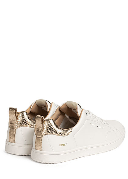 ONLY Dames NOOS 2-Tone PU Sneakers wit goud