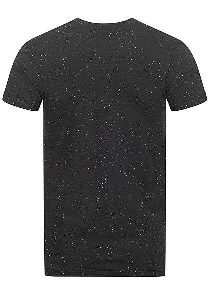 Hailys Herren Melange T-Shirt Brusttasche Punkte Muster schwarz weiss