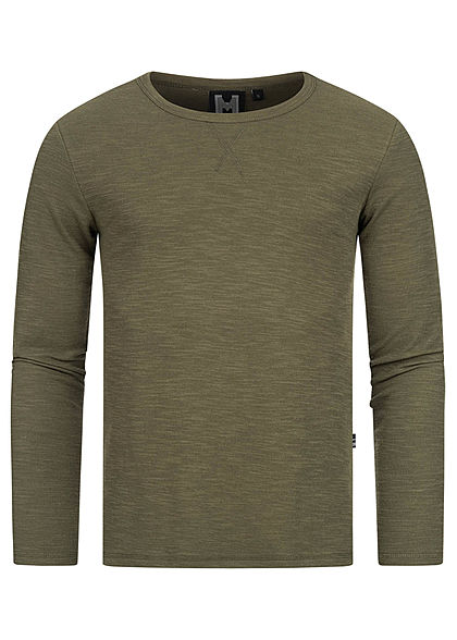 Hailys Herren Struktur Melange Longsleeve khaki grün