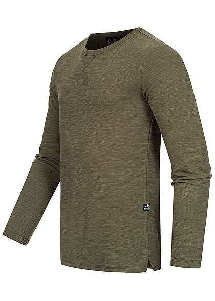 Hailys Herren Struktur Melange Longsleeve khaki grün