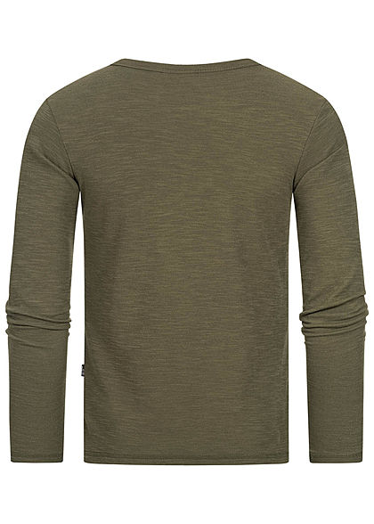 Hailys Herren Struktur Melange Longsleeve khaki grün