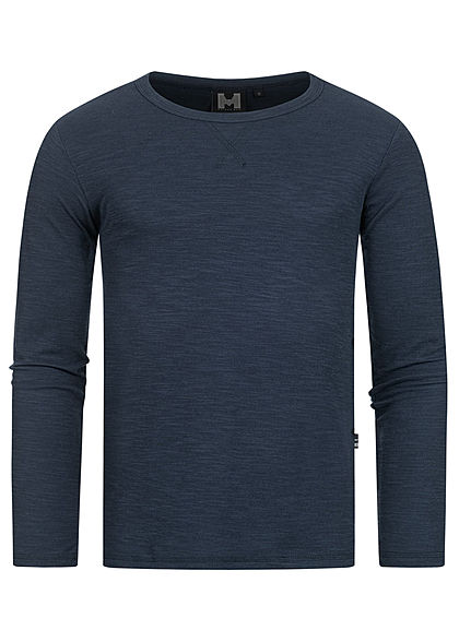 Hailys Herren Struktur Melange Longsleeve navy blau