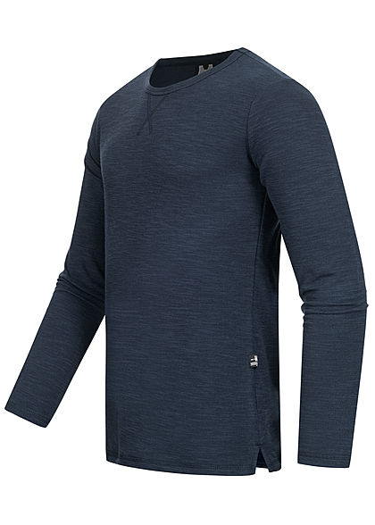 Hailys Herren Struktur Melange Longsleeve navy blau
