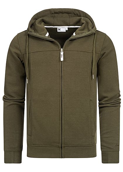Hailys Herren Struktur Zip Hoodie Kapuze Zipper 2-Pockets hoher Kragenverschluss khaki