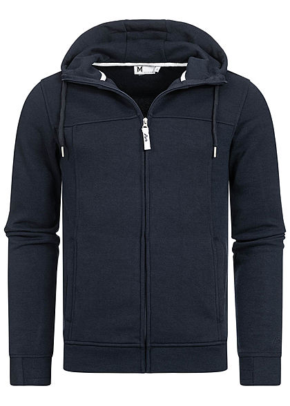 Hailys Herren Struktur Zip Hoodie Kapuze Zipper 2-Pockets hoher Kragenverschluss navy