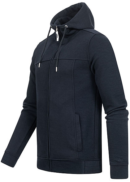 Hailys Herren Struktur Zip Hoodie Kapuze Zipper 2-Pockets hoher Kragenverschluss navy