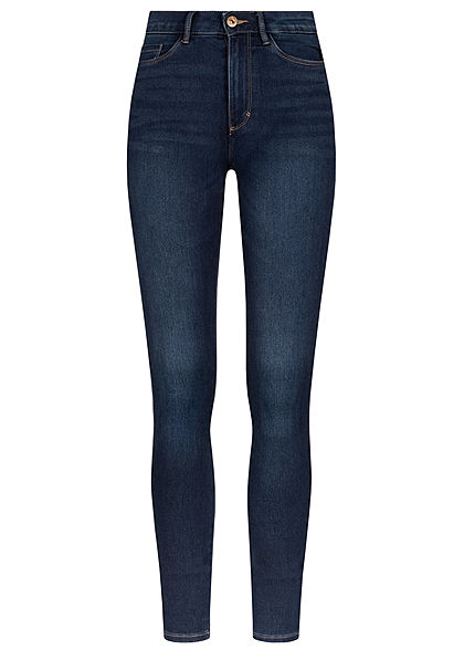 ONLY Damen NOOS Skinny Jeans Hose High-Waist 5-Pockets dunkel blau denim