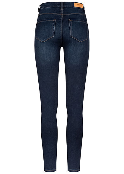ONLY Damen NOOS Skinny Jeans Hose High-Waist 5-Pockets dunkel blau denim