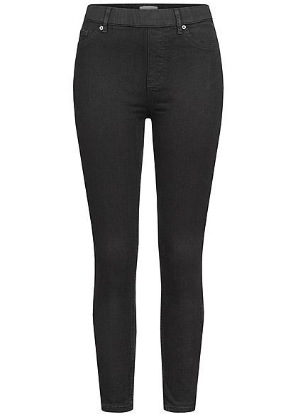 Hailys Damen Skinny Jeggings Hose mit elstischem Bund Deko Taschen vorne schwarz
