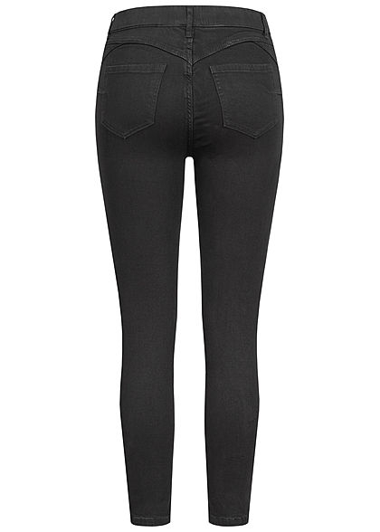 Hailys Damen Skinny Jeggings Hose mit elstischem Bund Deko Taschen vorne schwarz