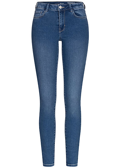 Tom Tailor Damen Extra Skinny Jeans Hose 5-Pockets Regular Waist used stone medium blau