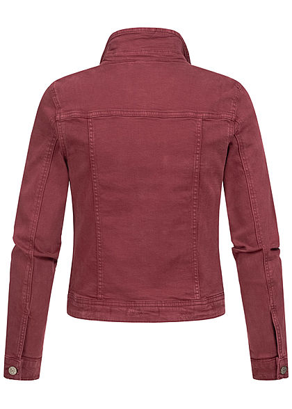 ONLY Damen kurze Jeans Jacke 4-Pockets Knopfleiste port royal bordeaux rot