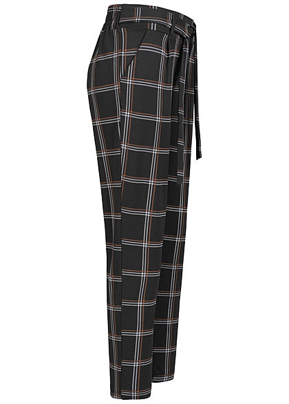 Hailys Damen Stoffhose Karo Muster 2-Pockets Bindedetail vorne toffee braun
