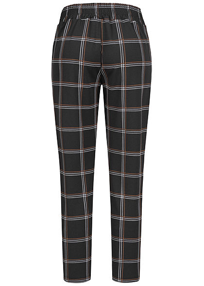 Hailys Damen Stoffhose Karo Muster 2-Pockets Bindedetail vorne toffee braun