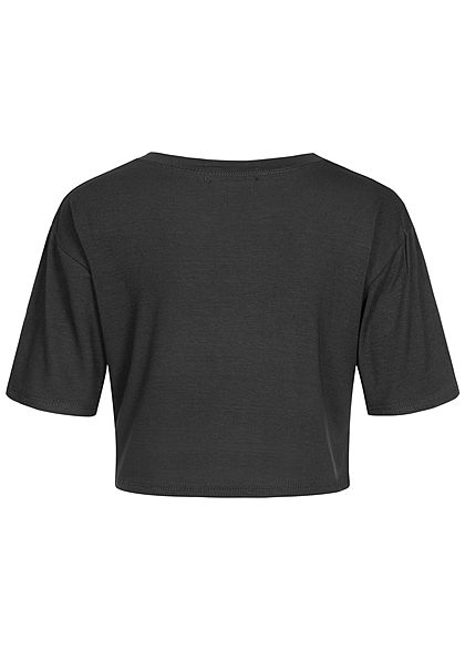 Styleboom Fashion Dames Cropped Oversized T-Shirt zwart