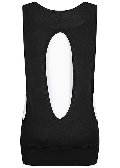 Styleboom Fashion Damen 2in1 Wasserfall Top schwarz weiss