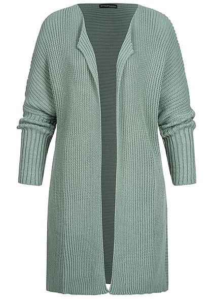 Styleboom Fashion Damen Strickcardigan offener Schnitt jade grün