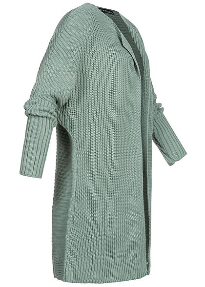 Styleboom Fashion Damen Strickcardigan offener Schnitt jade grün