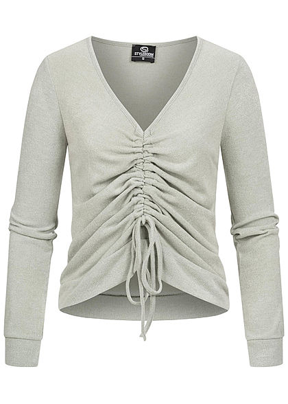 Styleboom Fashion Dames V-Neck Soft Touch Sweater jade groen