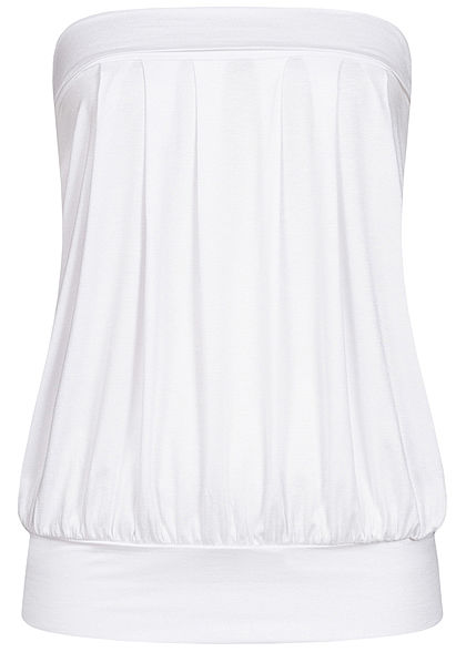 Seventyseven Lifestyle Damen Basic Viskose Bandeau Top breiter Bund weiss