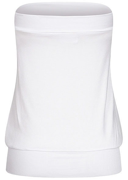Seventyseven Lifestyle Damen Basic Viskose Bandeau Top breiter Bund weiss