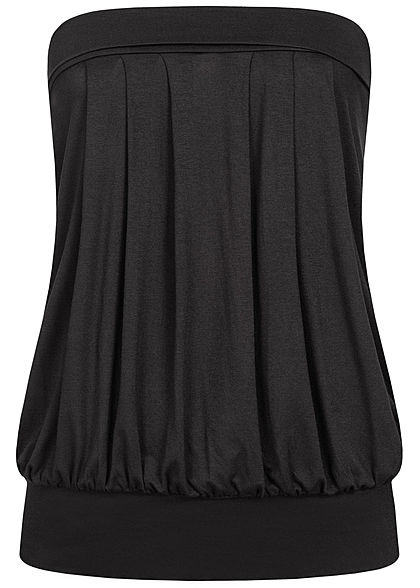 Seventyseven Lifestyle Damen Basic Viskose Bandeau Top breiter Bund schwarz