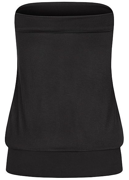 Seventyseven Lifestyle Damen Basic Viskose Bandeau Top breiter Bund schwarz