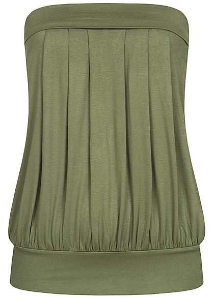 Seventyseven Lifestyle Dames Basic Viscose Bandeau Top olijf groen
