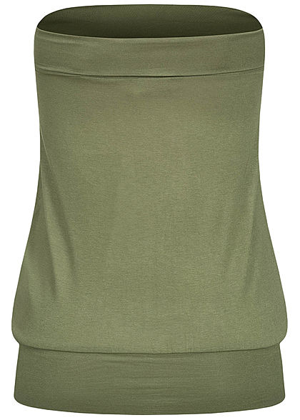 Seventyseven Lifestyle Dames Basic Viscose Bandeau Top olijf groen