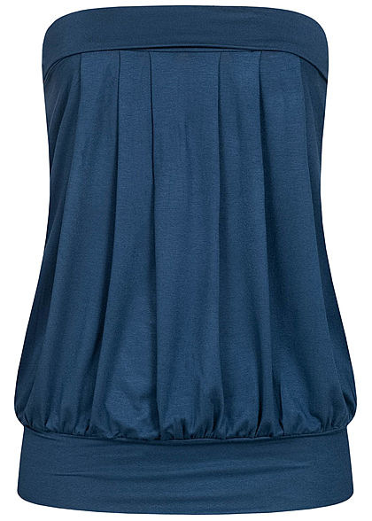 Seventyseven Lifestyle Damen Basic Viskose Bandeau Top breiter Bund navy blau