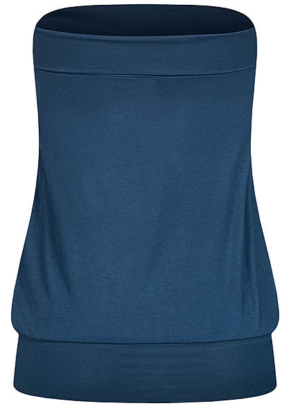 Seventyseven Lifestyle Damen Basic Viskose Bandeau Top breiter Bund navy blau