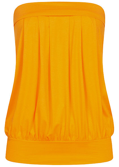Seventyseven Lifestyle Damen Basic Viskose Bandeau Top breiter Bund mango gelb