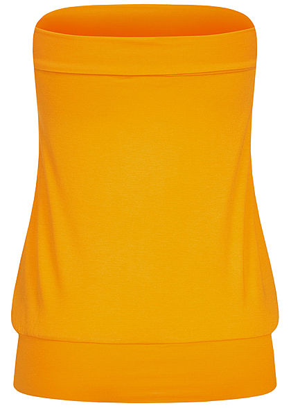 Seventyseven Lifestyle Damen Basic Viskose Bandeau Top breiter Bund mango gelb